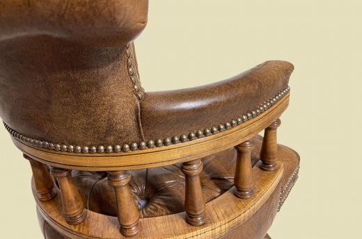 Schreibtischstuhl ANTIK Leder Drehstuhl Bürosessel English Chesterfield Empire