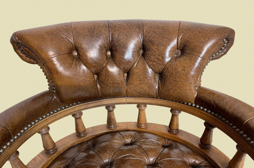 Schreibtischstuhl ANTIK Leder Drehstuhl Bürosessel English Chesterfield Empire