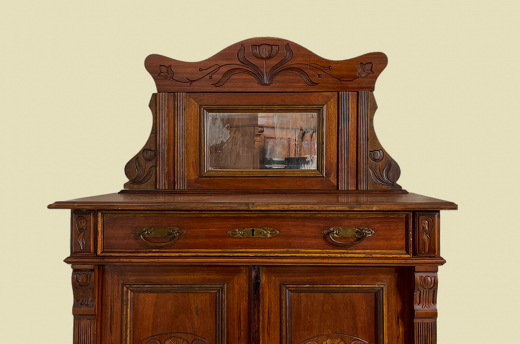 1920er Vertiko ANTIK Jugendstil Nußbaum Lebensbaum Kommode Schrank mit Aufsatz