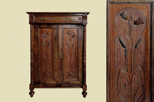 1920er Vertiko ANTIK Jugendstil Nußbaum Lebensbaum Kommode Schrank von 1920