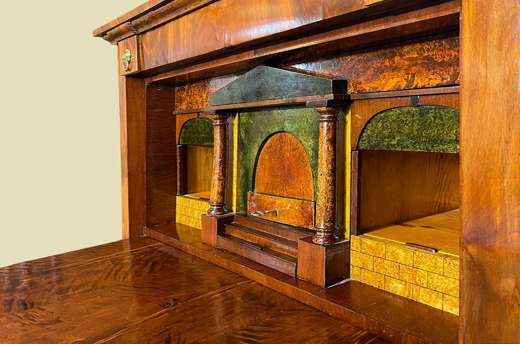 Echter Biedermeier Mahagoni Schreibtisch Aufsatz Sekretär von 1800-1820 - RESTAURIERT -