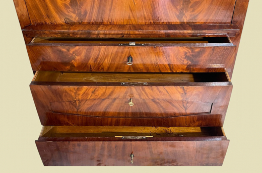 Echter Biedermeier Mahagoni Schreibtisch Aufsatz Sekretär von 1800-1820 - RESTAURIERT -