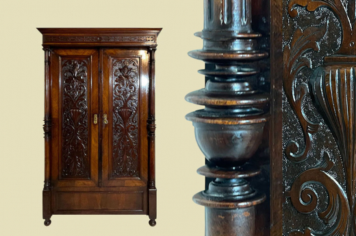 Edler 1880er Kleiderschrank ANTIK Gründerzeit Nußbaum Säulen Schrank von 1880