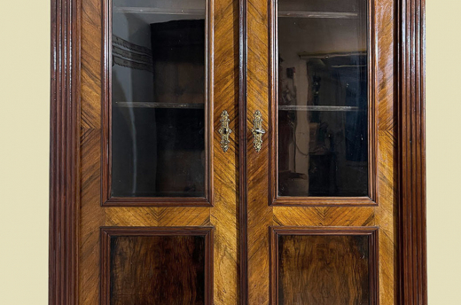 1880er Vitrine ANTIK Gründerzeit VINTAGE Nußbaum Bücherschrank Schrank von 1880