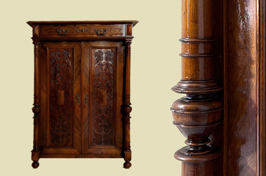 1880er Vertiko ANTIK Gründerzeit VINTAGE Nußbaum Säulen Kommode Schrank von 1880