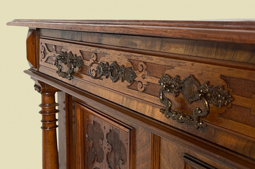 1880er Vertiko ANTIK Gründerzeit VINTAGE Nußbaum Säulen Kommode Schrank von 1880