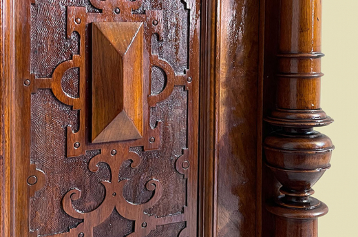 1880er Vertiko ANTIK Gründerzeit VINTAGE Nußbaum Säulen Kommode Schrank von 1880