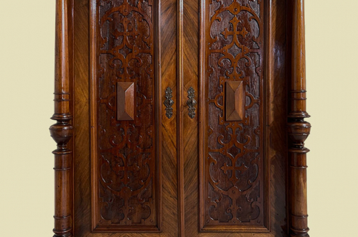 1880er Vertiko ANTIK Gründerzeit VINTAGE Nußbaum Säulen Kommode Schrank von 1880