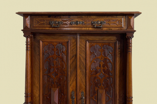 1880er Vertiko ANTIK Gründerzeit VINTAGE Nußbaum Säulen Kommode Schrank von 1880