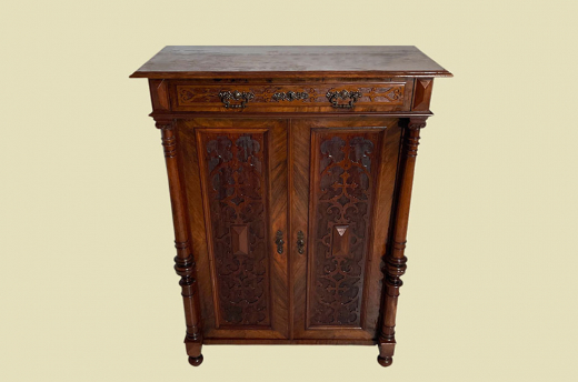 1880er Vertiko ANTIK Gründerzeit VINTAGE Nußbaum Säulen Kommode Schrank von 1880