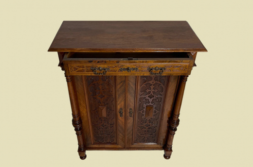 1880er Vertiko ANTIK Gründerzeit VINTAGE Nußbaum Säulen Kommode Schrank von 1880