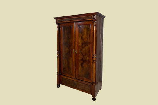 1880er Kleiderschrank ANTIK Gründerzeit VINTAGE Nußbaum Säulen Schrank von 1880