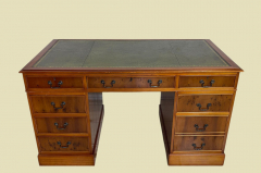 Bürotisch Schreibtisch ANTIK Leder Eibe Sekretär English Chesterfield Empire