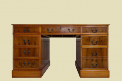 Bürotisch Schreibtisch ANTIK Leder Eibe Sekretär English Chesterfield Empire