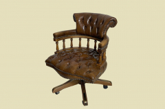 Schreibtischstuhl ANTIK Leder Drehstuhl Bürosessel English Chesterfield Empire