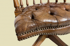 Schreibtischstuhl ANTIK Leder Drehstuhl Bürosessel English Chesterfield Empire