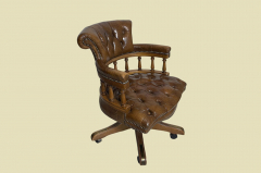 Schreibtischstuhl ANTIK Leder Drehstuhl Bürosessel English Chesterfield Empire