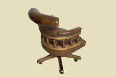 Schreibtischstuhl ANTIK Leder Drehstuhl Bürosessel English Chesterfield Empire