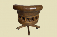 Schreibtischstuhl ANTIK Leder Drehstuhl Bürosessel English Chesterfield Empire