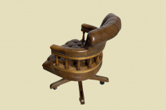 Schreibtischstuhl ANTIK Leder Drehstuhl Bürosessel English Chesterfield Empire