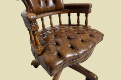Schreibtischstuhl ANTIK Leder Drehstuhl Bürosessel English Chesterfield Empire