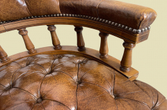 Schreibtischstuhl ANTIK Leder Drehstuhl Bürosessel English Chesterfield Empire