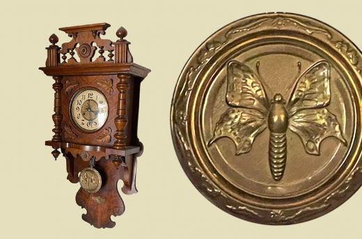 1880er Junghans Freischwinger Wand Uhr ANTIK Gründerzeit VINTAGE mit Krone von 1880