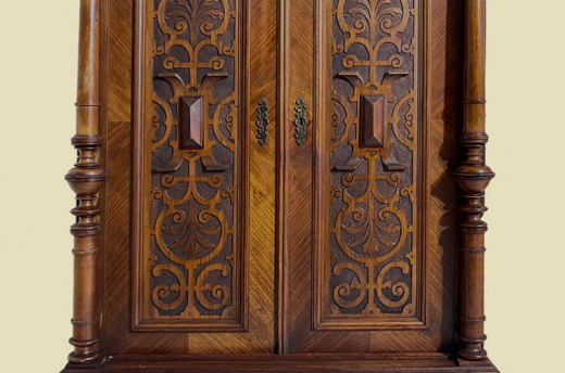 1880er Vertiko ANTIK Gründerzeit VINTAGE Nußbaum Säulen Kommode Schrank von 1880