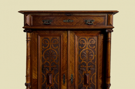 1880er Vertiko ANTIK Gründerzeit VINTAGE Nußbaum Säulen Kommode Schrank von 1880