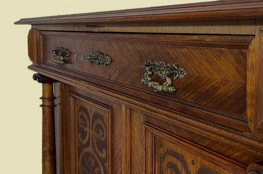 1880er Vertiko ANTIK Gründerzeit VINTAGE Nußbaum Säulen Kommode Schrank von 1880