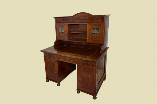 1920er Schreibtisch ANTIK Jugendstil VINTAGE Nußbaum Sekretär mit Aufsatz von 1920
