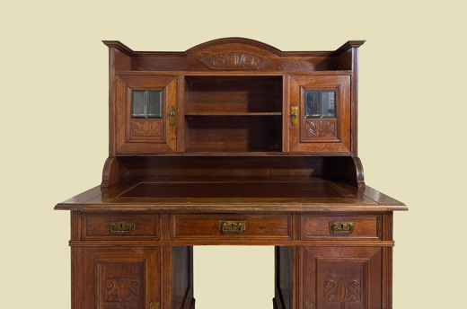 1920er Schreibtisch ANTIK Jugendstil VINTAGE Nußbaum Sekretär mit Aufsatz von 1920
