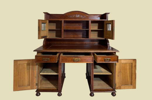 1920er Schreibtisch ANTIK Jugendstil VINTAGE Nußbaum Sekretär mit Aufsatz von 1920