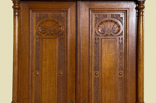 1880er Kleiderschrank ANTIK Gründerzeit VINTAGE Eiche Säulen Schrank von 1880