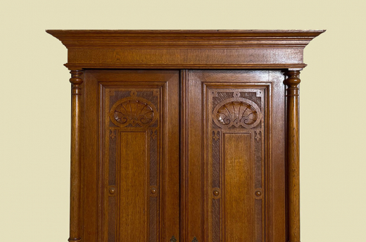 1880er Kleiderschrank ANTIK Gründerzeit VINTAGE Eiche Säulen Schrank von 1880