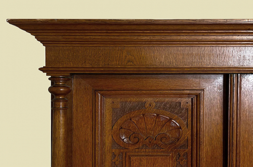 1880er Kleiderschrank ANTIK Gründerzeit VINTAGE Eiche Säulen Schrank von 1880