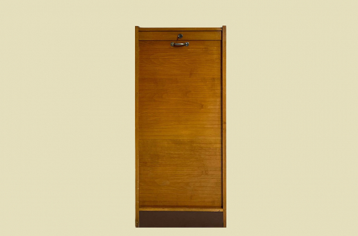 1960er Jahre Rolladenschrank ANTIK Vintage Teakholz Noten Akten Schrank Kommode