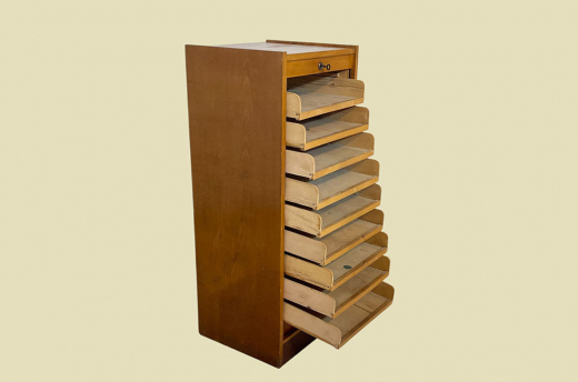 1960er Jahre Rolladenschrank ANTIK Vintage Teakholz Noten Akten Schrank Kommode