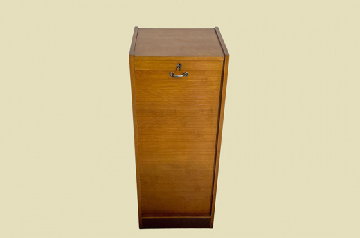 1960er Jahre Rolladenschrank ANTIK Vintage Teakholz Noten Akten Schrank Kommode