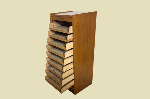 1960er Jahre Rolladenschrank ANTIK Vintage Teakholz Noten Akten Schrank Kommode
