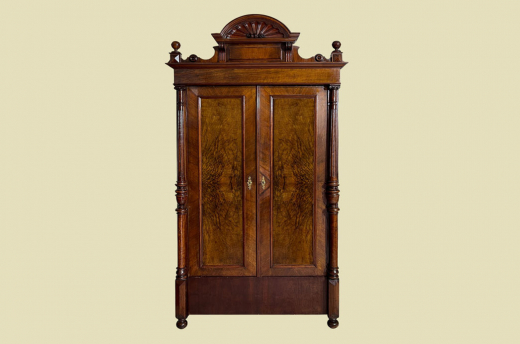 1880er Kleiderschrank ANTIK Gründerzeit VINTAGE Nußbaum Säulen Schrank von 1880