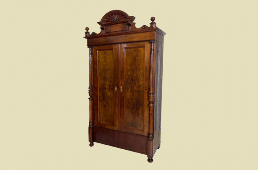 1880er Kleiderschrank ANTIK Gründerzeit VINTAGE Nußbaum Säulen Schrank von 1880