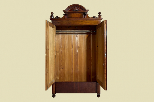 1880er Kleiderschrank ANTIK Gründerzeit VINTAGE Nußbaum Säulen Schrank von 1880