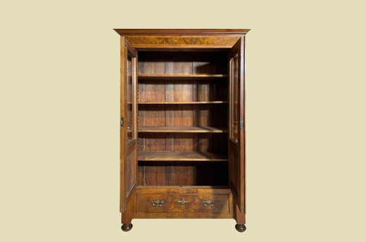 Vitrine ANTIK Gründerzeit VINTAGE Nußbaum Bücher Säulen Schrank von 1880
