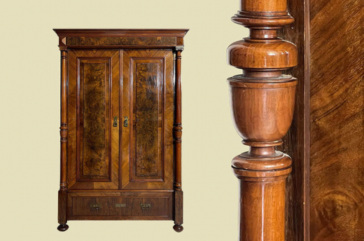 Kleiderschrank ANTIK Gründerzeit VINTAGE Nußbaum Säulen Schrank von 1880