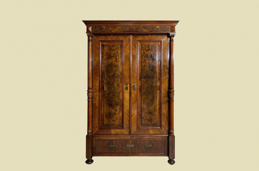 Kleiderschrank ANTIK Gründerzeit VINTAGE Nußbaum Säulen Schrank von 1880