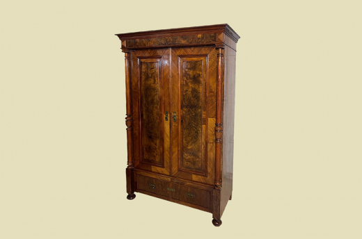 Kleiderschrank ANTIK Gründerzeit VINTAGE Nußbaum Säulen Schrank von 1880
