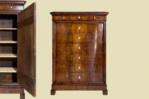 BLENDER Schrank Biedermeier Antik Handpoliert Mahagoni Wäscheschrank von 1820