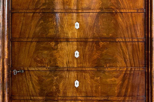 BLENDER Schrank Biedermeier Antik Handpoliert Mahagoni Wäscheschrank von 1820