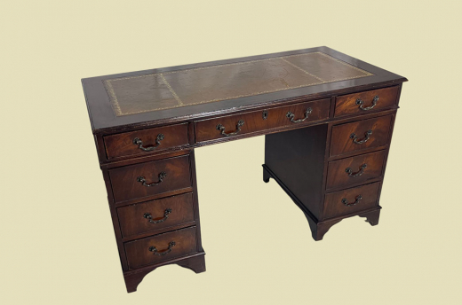 Schreibtisch ANTIK Leder VINTAGE Mahagoni Sekretär English Chesterfield Empire